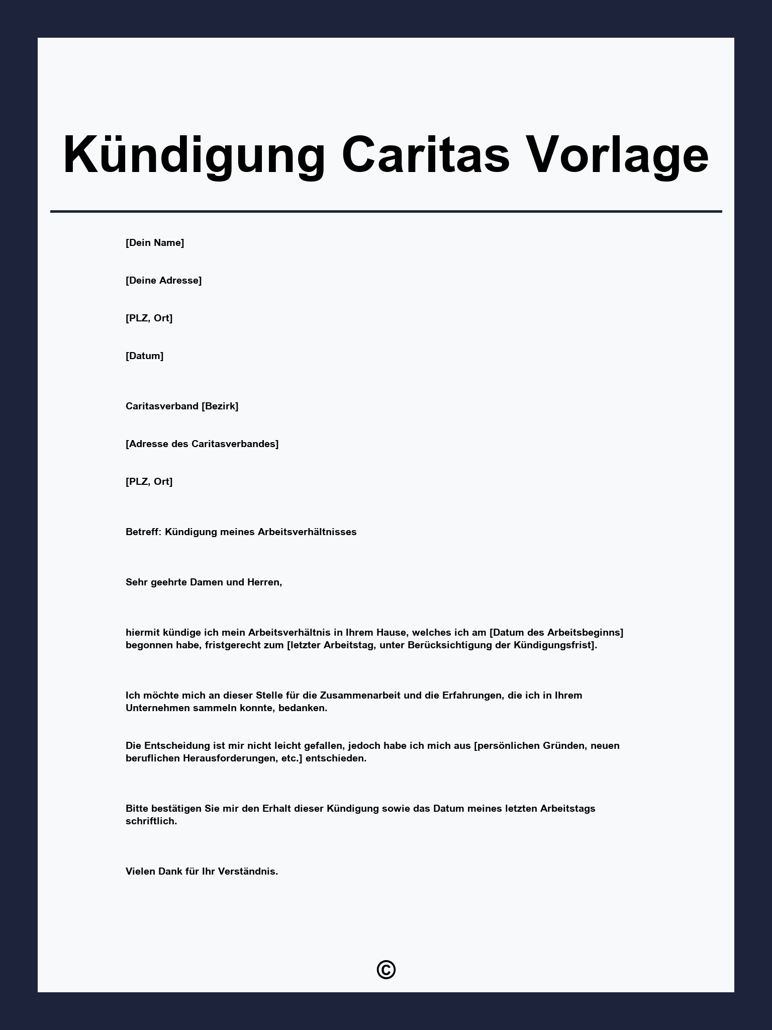 Kündigung Caritas Vorlage