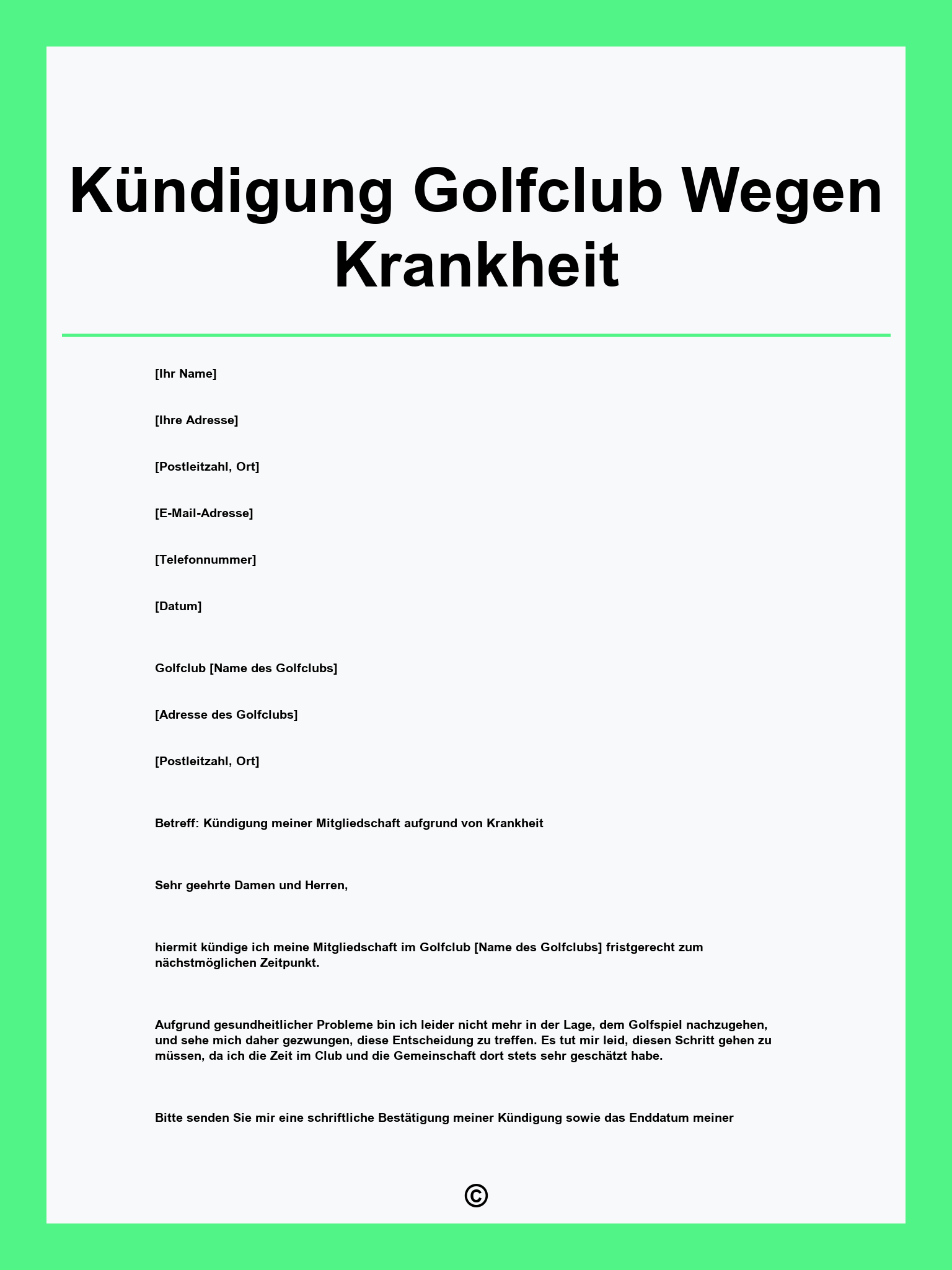 Kündigung Golfclub Wegen Krankheit