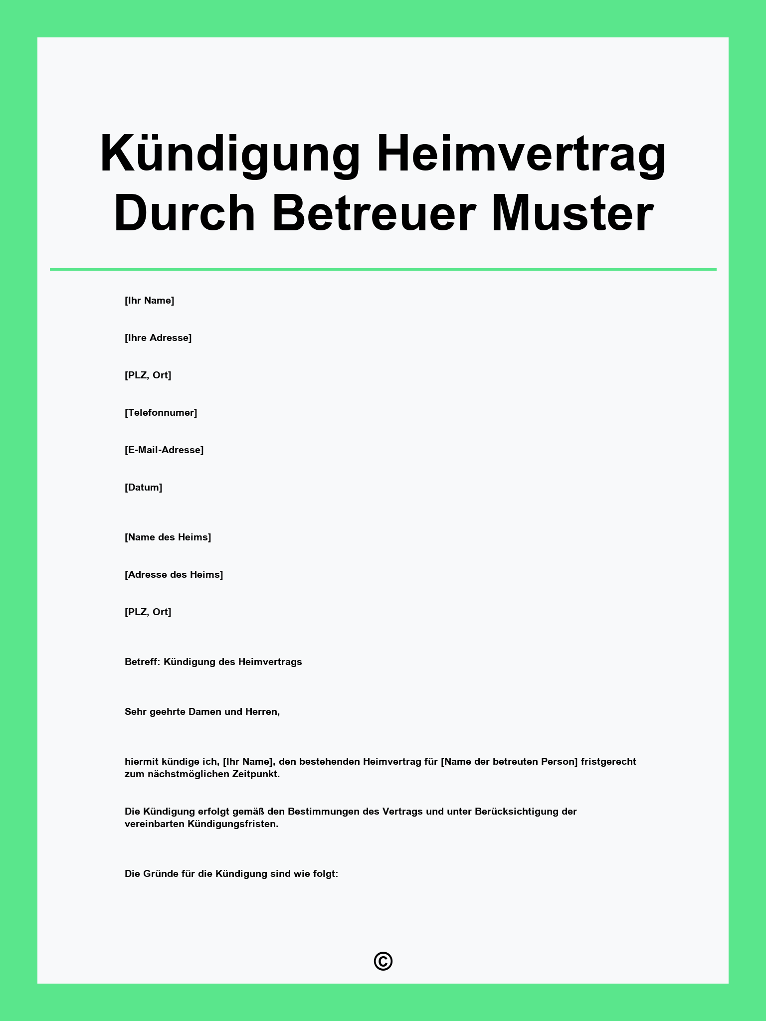 Kündigung Heimvertrag Durch Betreuer Muster