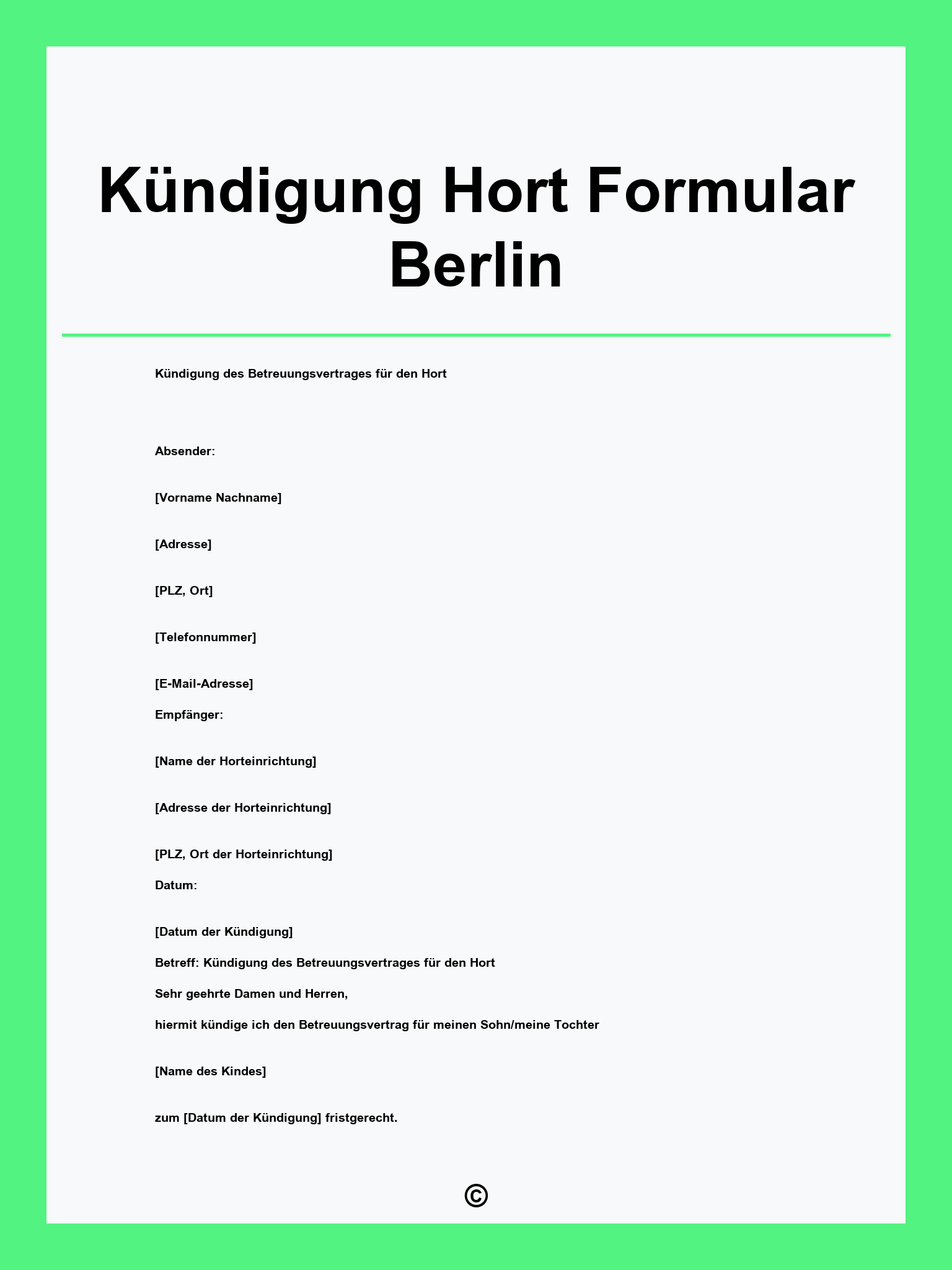 Kündigung Hort Formular Berlin