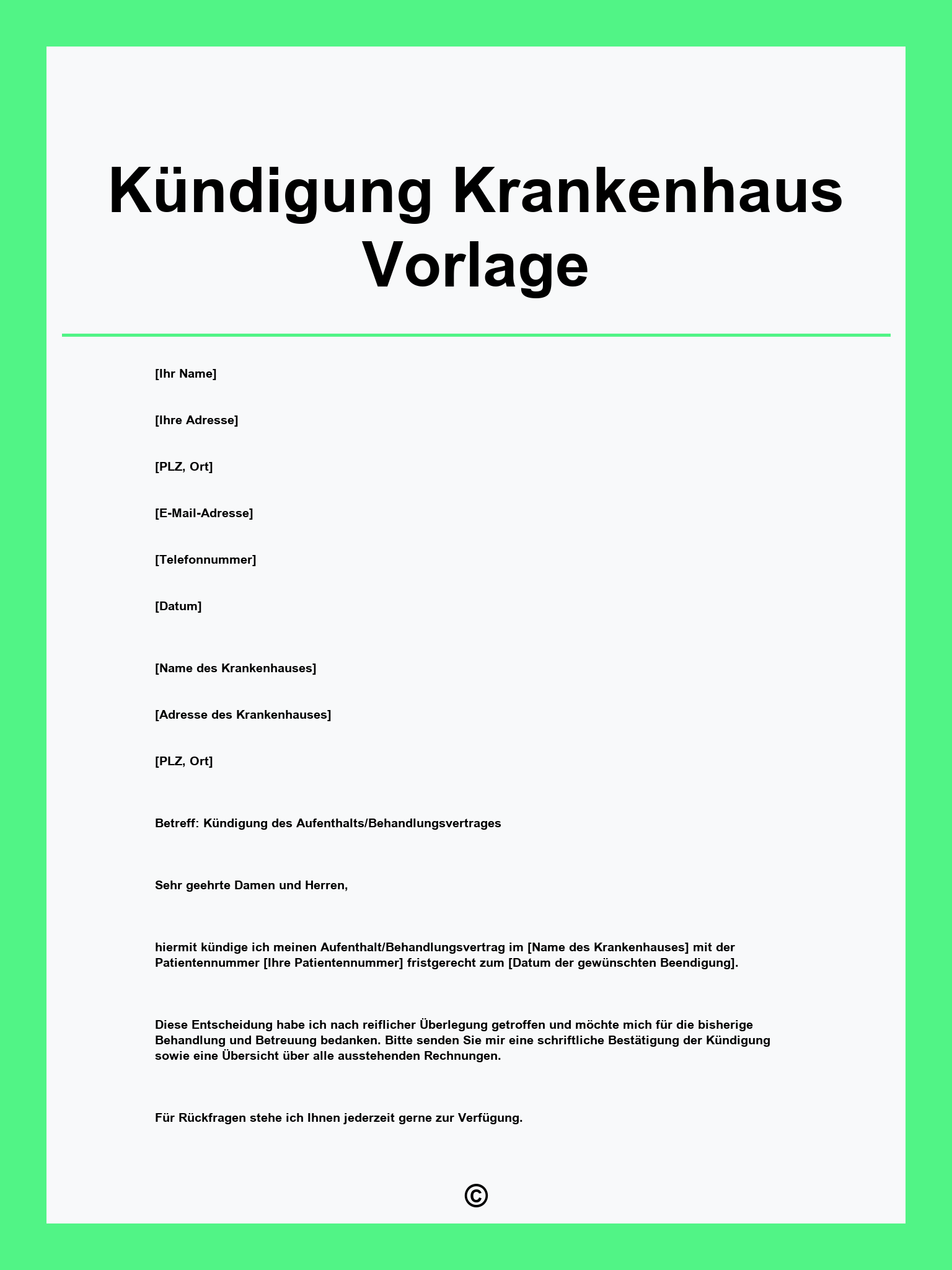 Kündigung Krankenhaus Vorlage