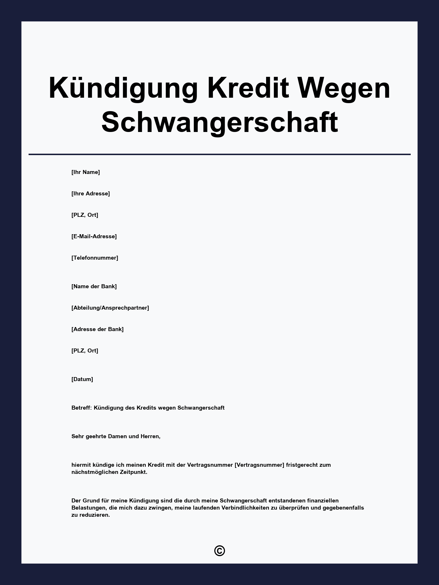 Kündigung Kredit Wegen Schwangerschaft