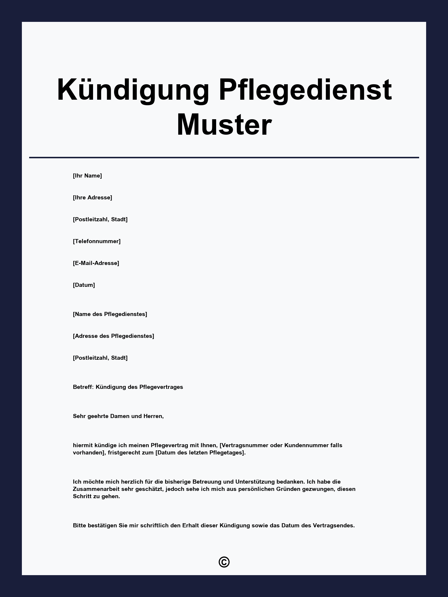 Kündigung Pflegedienst Muster