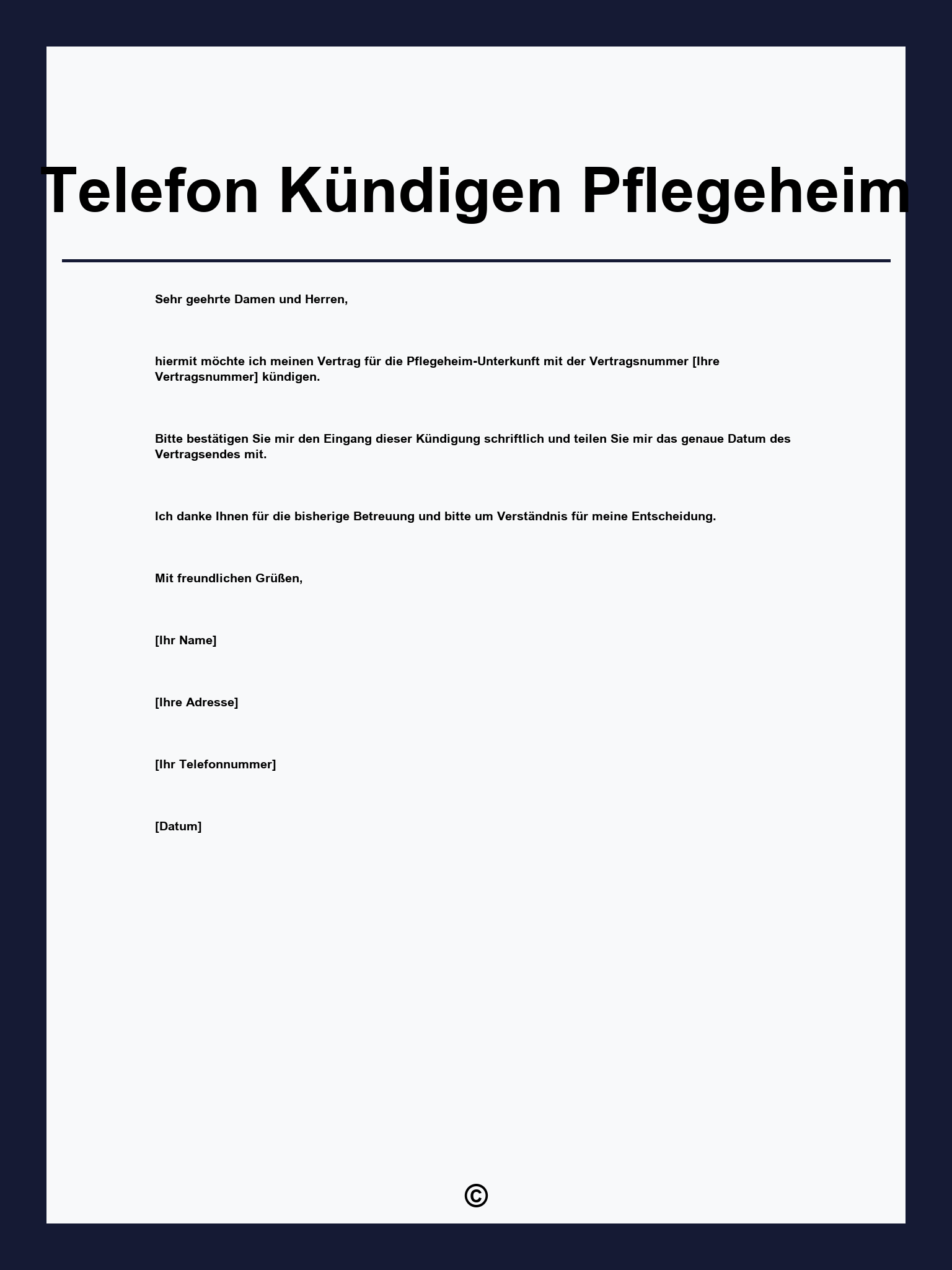 Telefon Kündigen Pflegeheim
